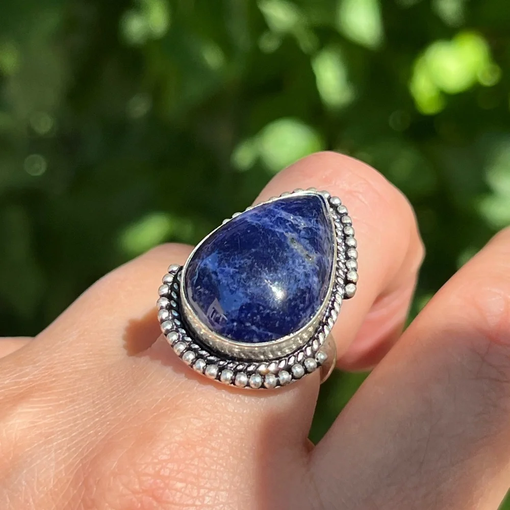 Size 6.25 925 silver plated‎ sodalite ring